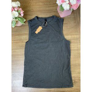 NEW SKIMS OUTDOOR SOOT DARK GRAY L HIGH CREW NECKLINE TEE SLEEVELESS T-SHIRT